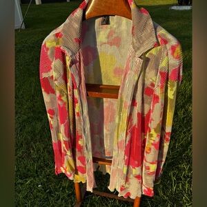 Multicolor Floral Print plissée pleated Shirt fabric